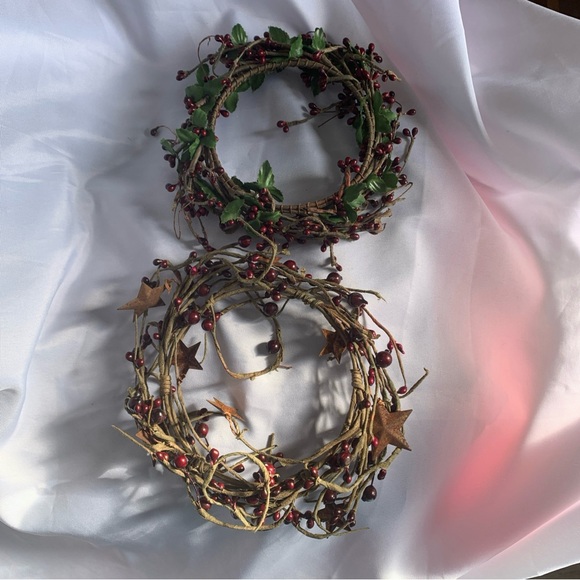 unbranded Other - Rustic Berry and Vine Mini Grapevine Wreaths Set Pip-berries Stars 4-7”